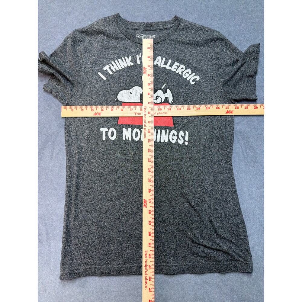 Peanuts Snoopy Shirt Mens Small Gray I Think Im Allergic To Mornings Comic Tee - Picture 3 of 6
